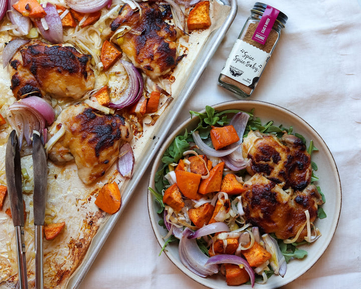 Sheet Pan Miso Chicken & Sweet Potatoes