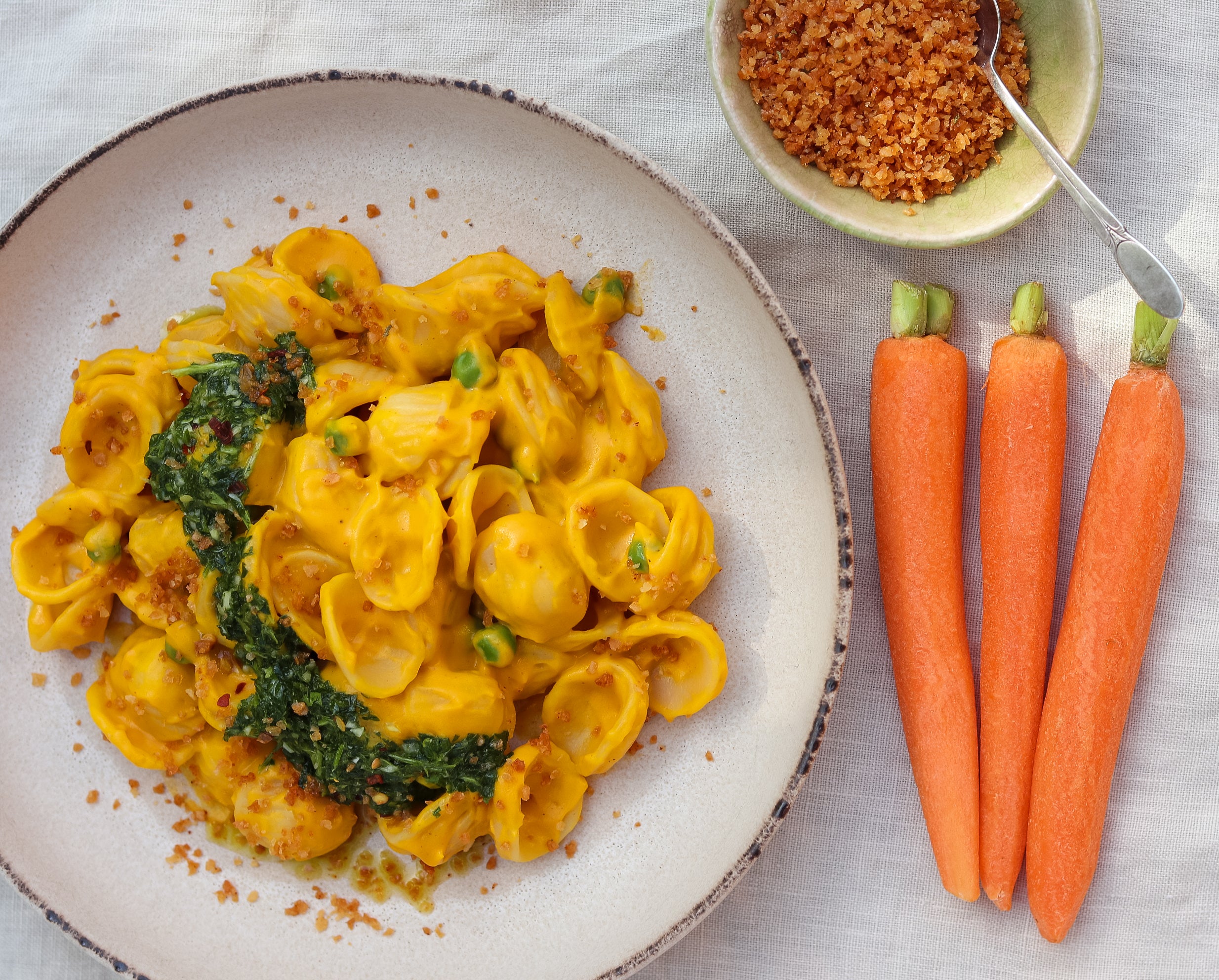 Orecchiette Pasta with Velvety Carrot Miso Sauce