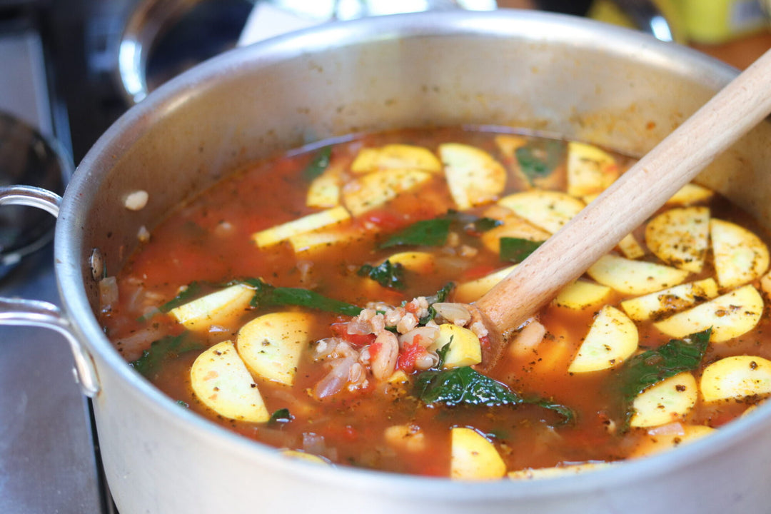Tuscan White Bean Tomato and Farro Soup
