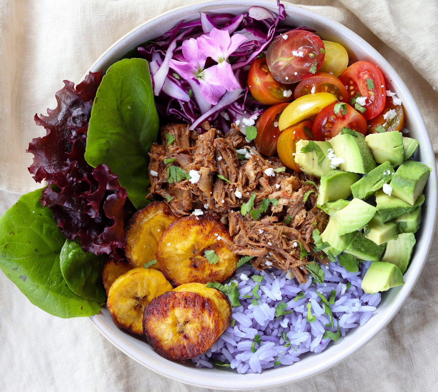 Spicy Pork and Plantain Burrito Bowl organic salt-free taco spice