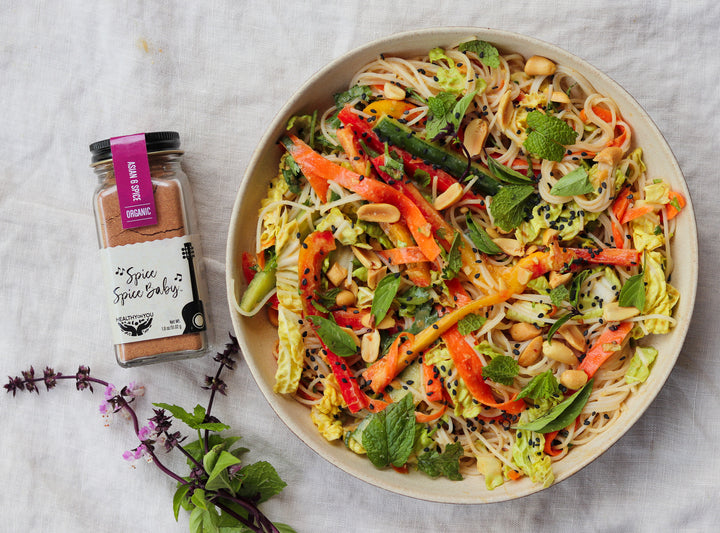 Crunchy Asian Noodle Salad with Satay Dressing