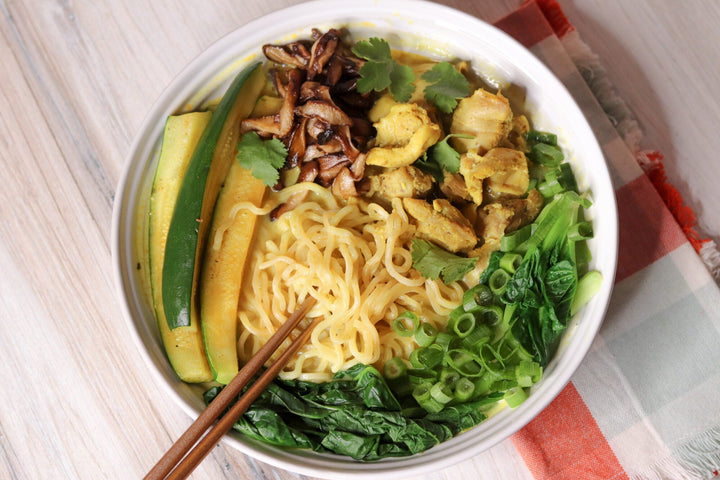 coconut turmeric ginger chicken glow bowl