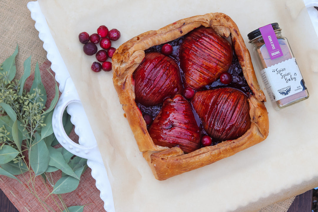 Crimson Pear Galette with Cranberry Sauce