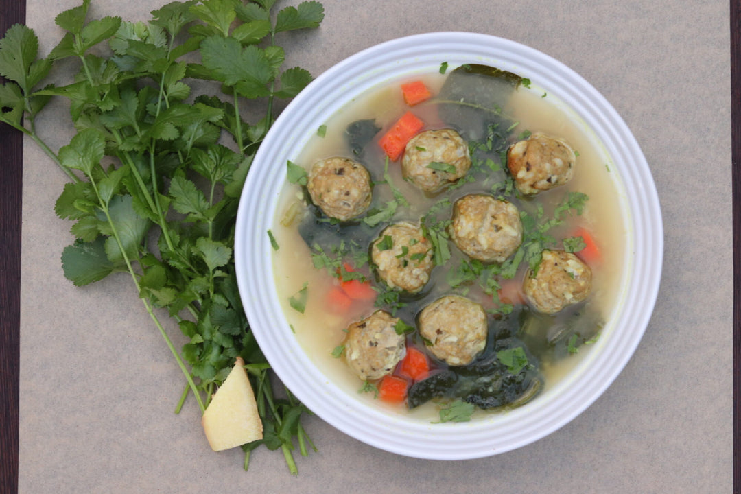 Gingery Turmeric Meatball Soup