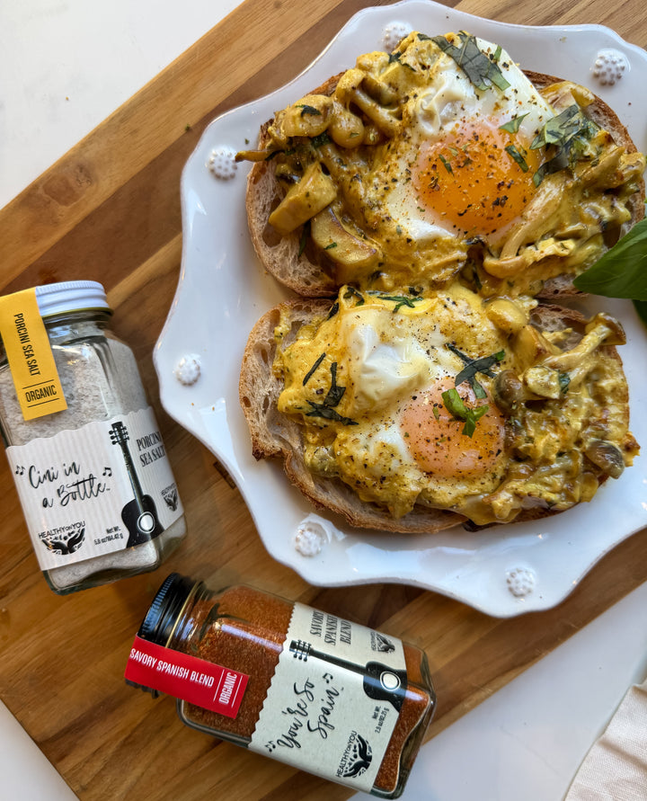 Creamy Mushroom & Egg Toasts with Spanish Spice