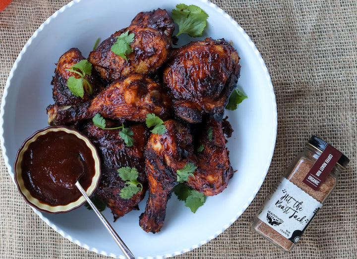 bbq chicken with homemade coffee spiced bbq sauce