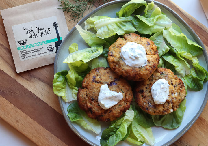 Healthy Air fryer Salmon Patties with Yogurt Dill Sauce