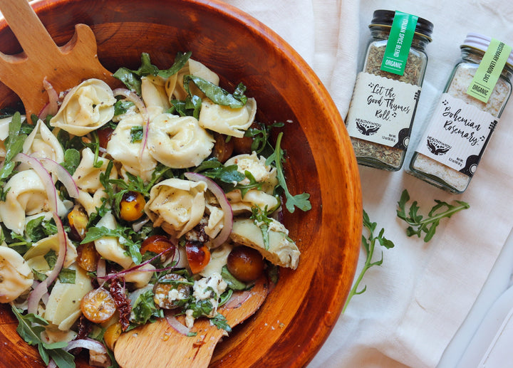 Tortellini Salad with Let the Good Thymes Roll Italian Spice & Bohemian Rosemary Sea Salt
