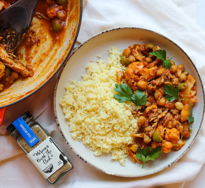 Moroccan Spiced Chicken and Cauliflower Stew with Moroccan Round the Clock Spice Blend