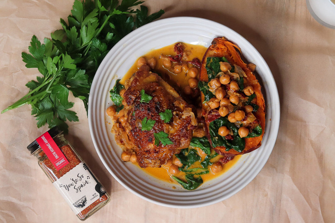 Braised Chicken & Chickpeas In Lemony Coconut Sauce