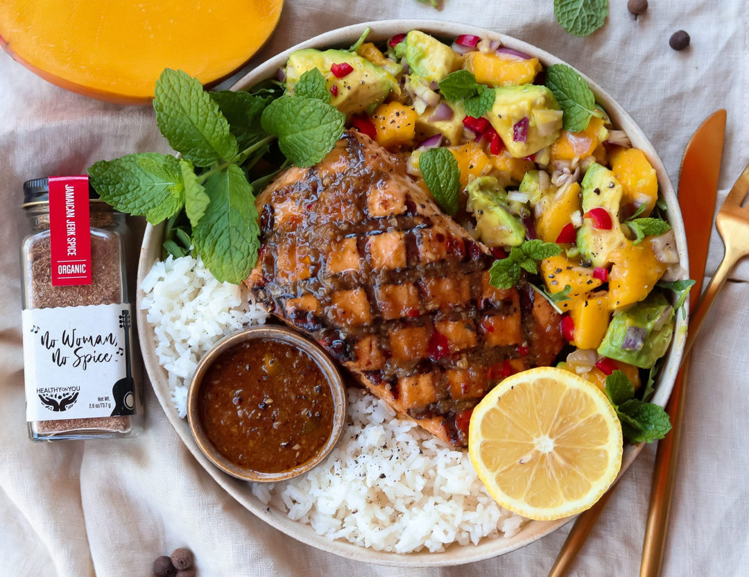 Jamaican Jerk Grilled Salmon With Island Salsa