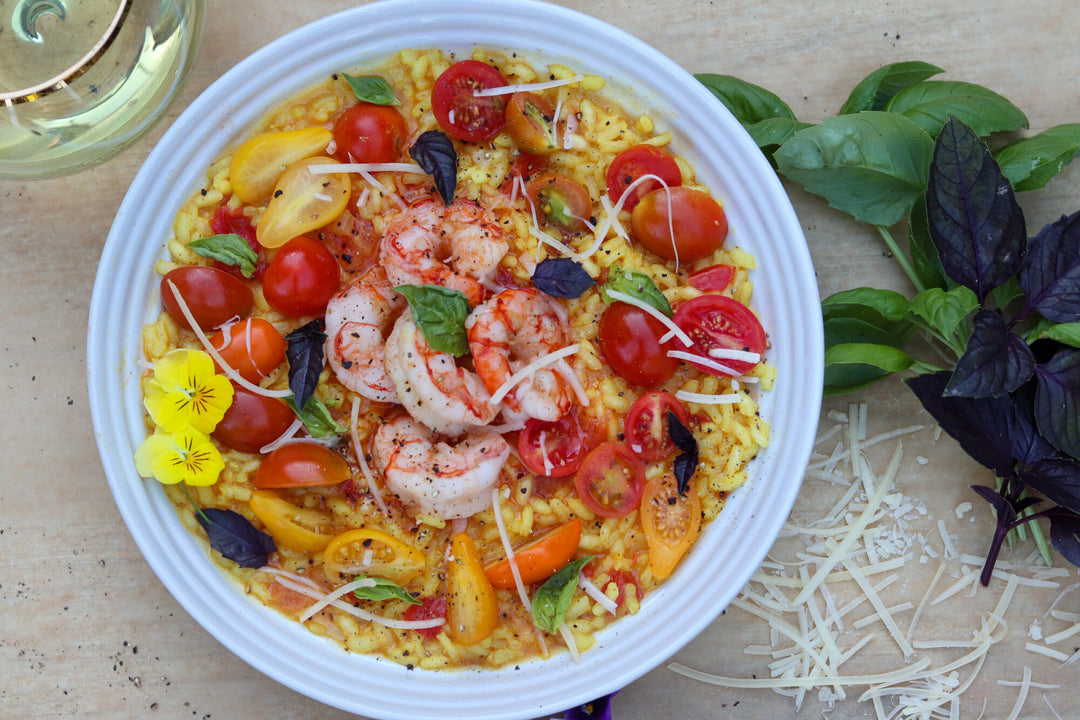 Tomato & Saffron Risotto With Shrimp