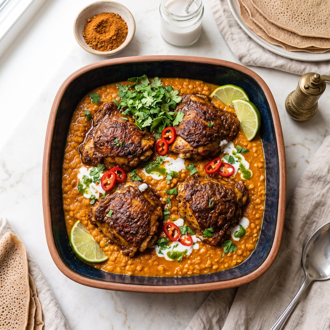 Berbere-Spiced Chicken & Red Lentil Braise