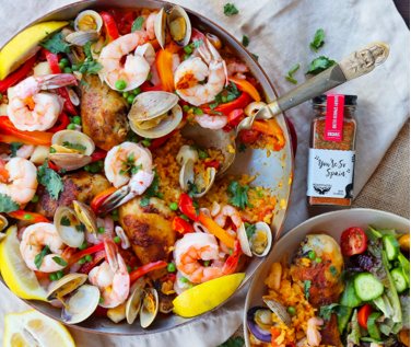 seafood and chicken paella